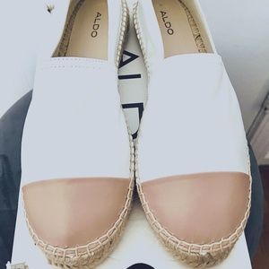ALDO Leather Espadrilles 2 tone White and Taupe